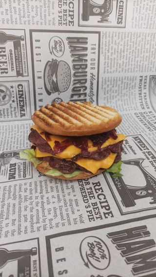 Flat bacon triple burger