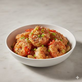 Gamberi fritti con sale e pepe