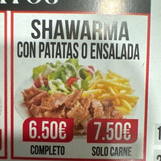 Plato Shawarma Solo Carne
