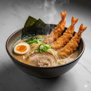 Miso ramen con ebi tempura