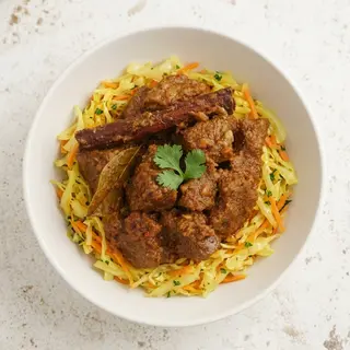 Beef Curry With Fried Cabbage