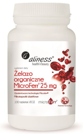 Żelazo organiczne 25mg MicroFerr 100 tabletek Aliness