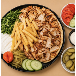  Plats   1 kilo shawarma de poulet avec mezzés   