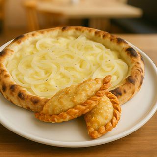 2 empanadas y 1 pizza grande