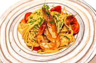 Spaghetti Aglio Olio e Peperoncino con Gamberi