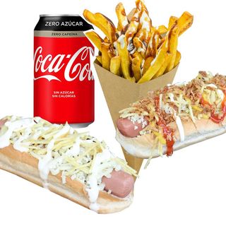 Menú Perritos Rellenos, cono de patatas y bebida