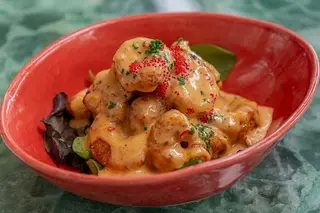 Tempura de gambas rojas con chili dulce