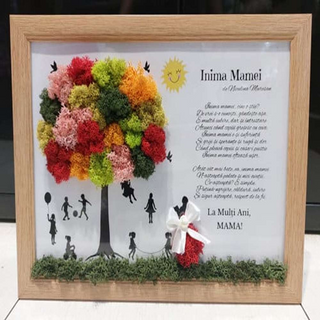 Tablou cu licheni Inima mamei - 20x30