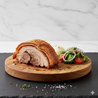 Cochinillo Con Mini Ensalada Y Ajada De Ajo