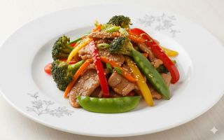 Maiale con verdure miste