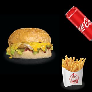 Spicy Burger + Pomfrit + Coca cola 0.33ml