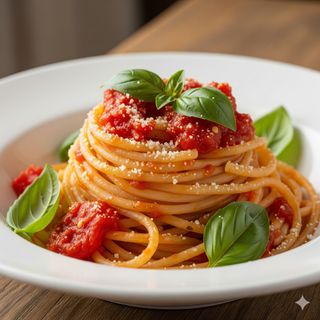 Spaghetti chitarra con pomodoro e basilico