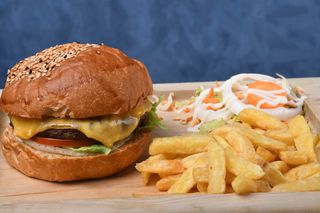 Vegeterian Cheese Burger with Fries 