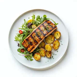 Emperador Plancha Con Ensalada Y Patatas