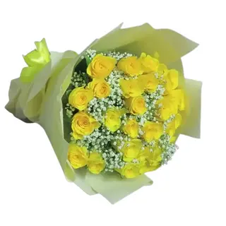 Yellow Rose + Baby Breath