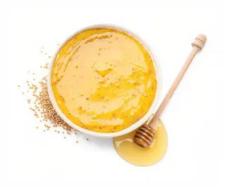 Salsa de mostaza y miel con arandanos