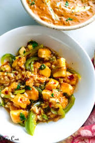 Chili Paneer Wet / Dry - Cottage cheese Cooked with onion and green pepper