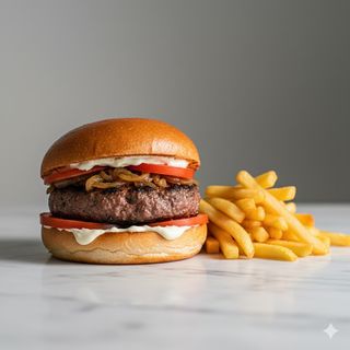 Panino con hamburger di scottona cavolo viola in agrodolce lattuga e maionese.