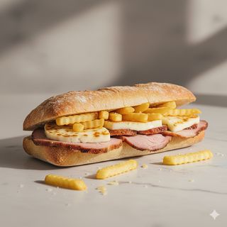 Panino porchetta, provola e patatine