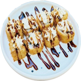 100. Unimaki Tempura Salmon, aguacate y queso (8 Uds)