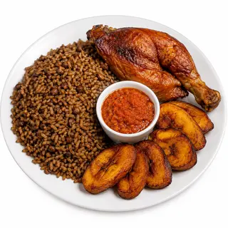 Ofada Rice + Turkey + Plantain + Sauce