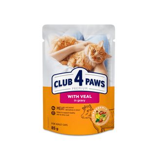 Корм для котів Club 4 Paws Premium з телятиною в соусі (85г)