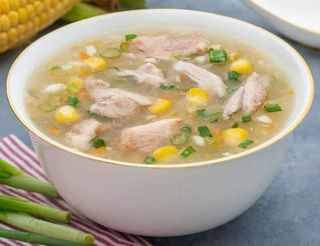 Sweet corn soup (Krewetki)