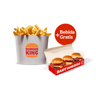 Cubo Patatas + Baby Burgers