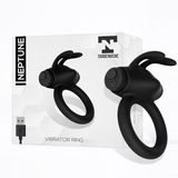 Anillo Vibrador Conejito Recargable Negro