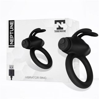 Anillo Vibrador Conejito Recargable Negro