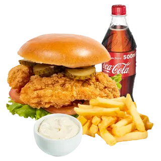 Meniu Burger crispy + Coca Cola 0.5L