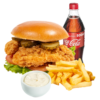Meniu Burger crispy + Coca Cola 0.5L