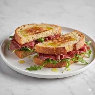 Bocadillo De Jamón Serrano, Aceite Y Rúcula