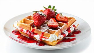 Waffles strawberry and cream