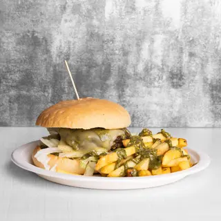 Panino tondo polpetta di cavallo al pistacchio