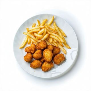 Nuggets de pollo con papas fritas