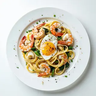 54 Fettuccine alla piastra con frutti di mare