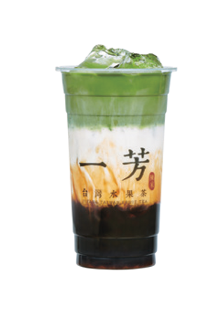 Latte di matcha con zucchero di canna e boba