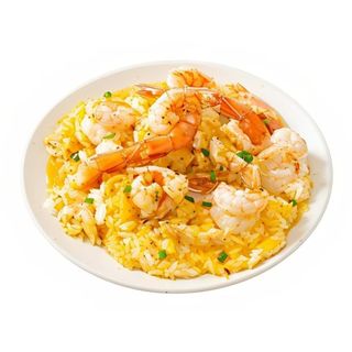 Revuelto de Champiñones, Gambas y Pimiento