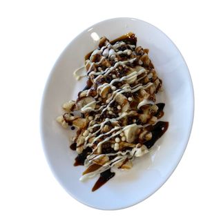 Gofre 20: Plátano, chocolate, chocolate blanco y bolas de chocolate