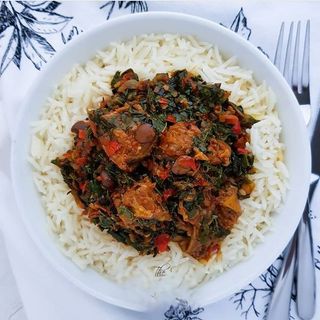 Efo Riro with White Rice