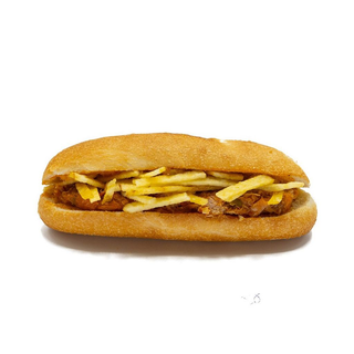 58. Paleta de cerdo guisada deshilachada y patatas paja