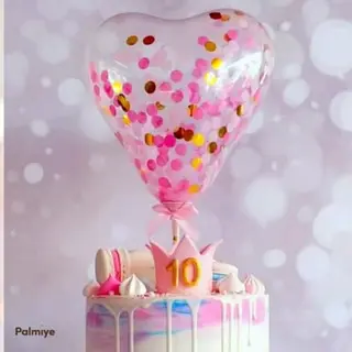 Topper tort inima balon - roz