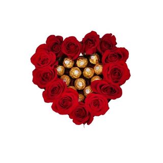 Caja Mediana Corazón Rosas Eternas Con Bombones