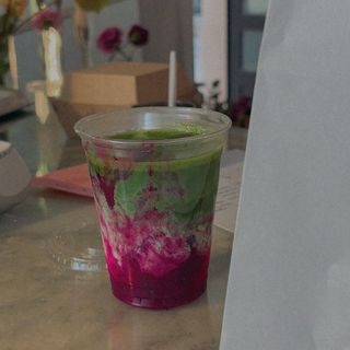 Iced red fruit matcha