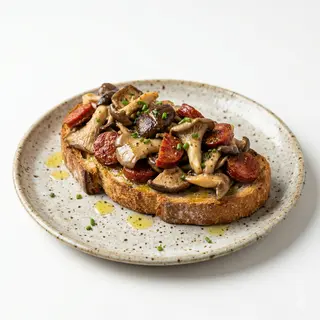 Tostada Con Setas Y Txistorra