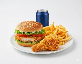Menú Hamburguesa De Pollo Con 1 Muslo