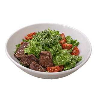 საქონლის სალათი თაფლ-მდოგვის სოუსით