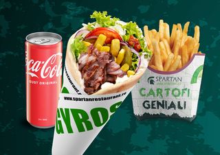 Meniu Gyros vițel, purcel, berbecuț la lipie