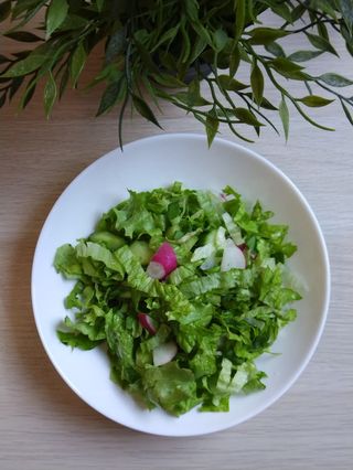 Зелена салата с краставици и репички